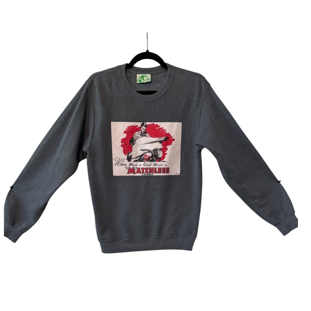 Fruit of the Loom Matchless Motorcycle Sweatshirt‎ Mens Small Gray Vintage Biker